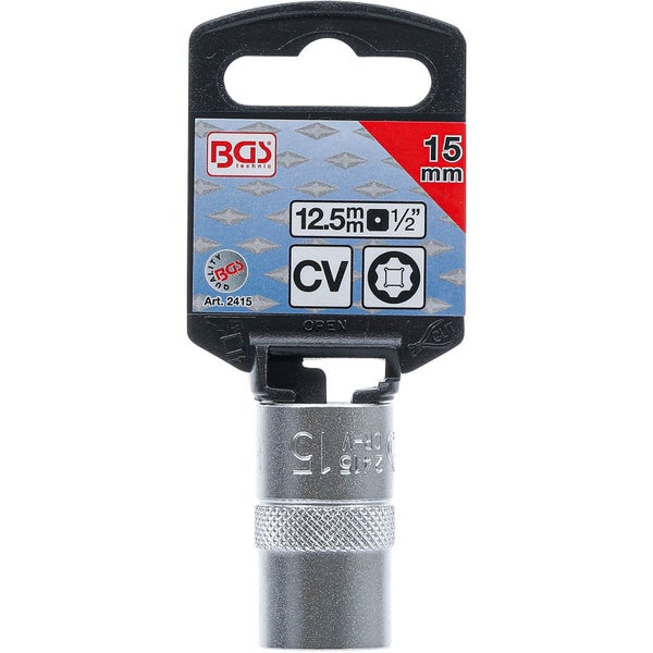 BGS Steckschlüssel-Einsatz Super Lock Antrieb Innenvierkant 12,5 mm (1/2) SW 15 mm - 2415