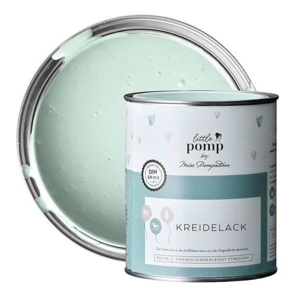 MissPompadour Kreidefarbe für Möbel Grün und Zauberhaft 750ml - Holzfarbe, Holzlack matt innen - für Kinderzimmer, Möbelfarbe ohne Schleifen - Kreidefarbe für Holz, Metall, Kunststoff - LittlePomp