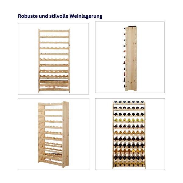 PROREGAL Weinregal Pinotwine C HxBxT 138,4 x 72,8 x 26,5 cm 77 Flaschen Massives Kiefernholz Braun Geölt