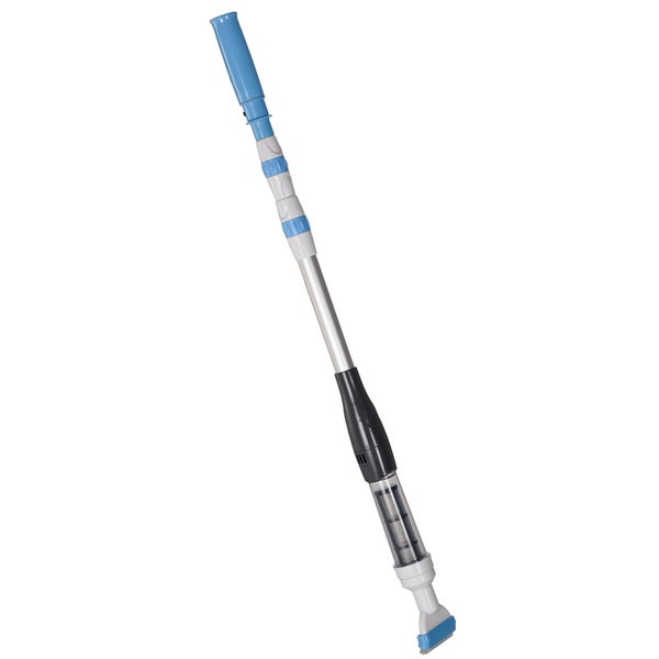 Outsunny Poolsauger mit Bürste, Lichter Poolreiniger mit verstellbarer Stange, 3 Sektionen Bodensauger für Unterirdische, Oberirdische Pools, Whirlpools, Ø6 x 106-162 cm, Alu, Blau+Weiß