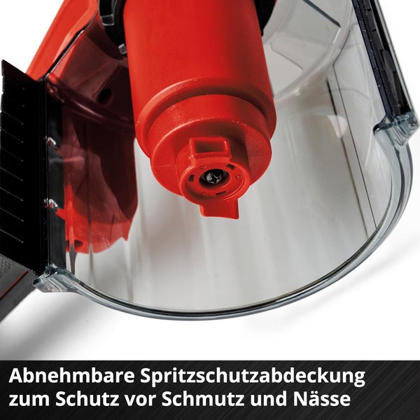 Abnehmbare Spritzschutzabdeckung aus Kunststoff für Elektrowerkzeuge zum Schutz vor Schmutz und Nässe.