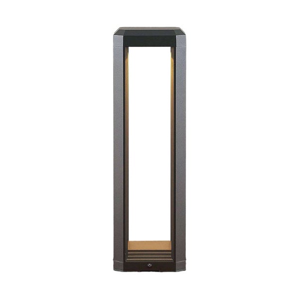 Rechteckige Außenstehleuchte aus anthrazitfarbenem Metall im Rahmen-Design zur Garten- und Wegebeleuchtung.