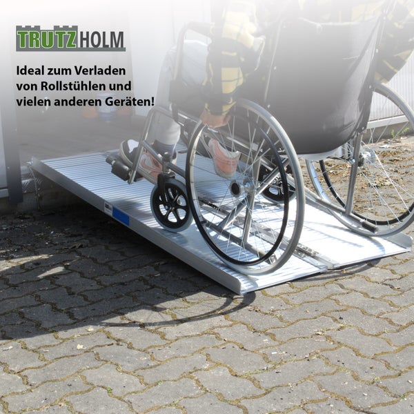 TRUTZHOLM Rollstuhlrampe klappbar 152 cm Traglast 272 kg Alu grau geriffelt Auffahrrampe
