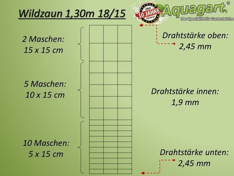 100m Wildzaun Forstzaun 130/18/15 Schwere Ausführung+ Z-Profil Zaunpfosten