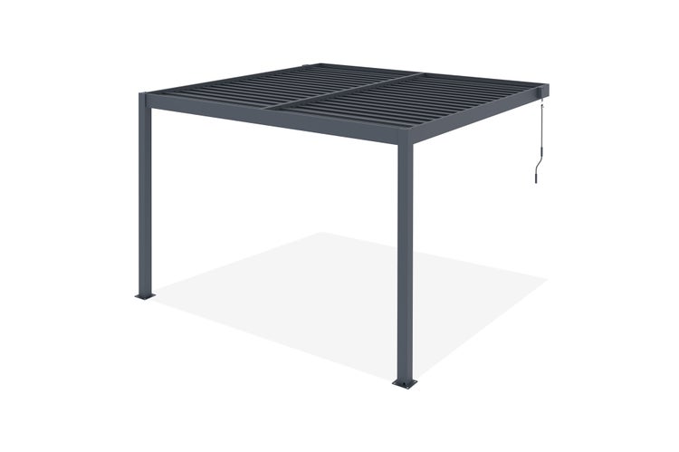 Pergola bioklimatisch aus Aluminium PIANA 297 x 298 x 218 cm selbsttragende - mit isolierten  verstellbares Lamellendach, graue