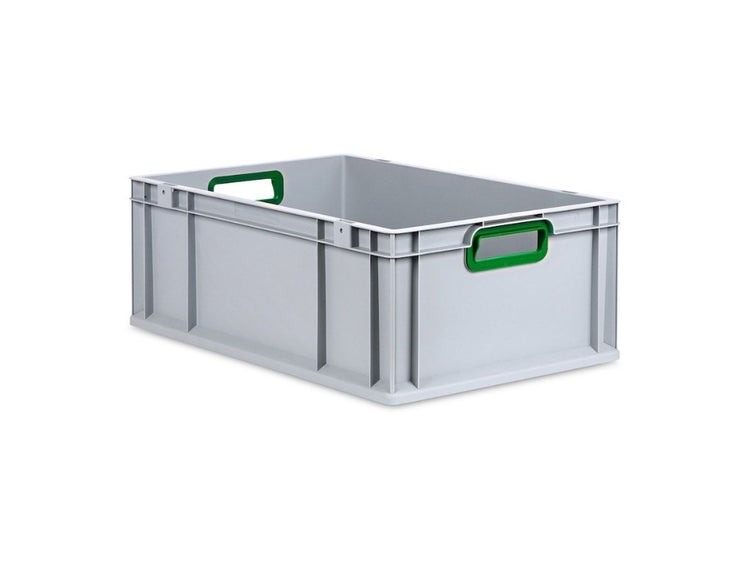 PROREGAL Spar Set 4x Eurobox Nextgen Color HxBxT 22 x 40 x 60 cm 44 Liter Griffe Grün Offen Verstärkter Boden Eurobehälter Transportbox