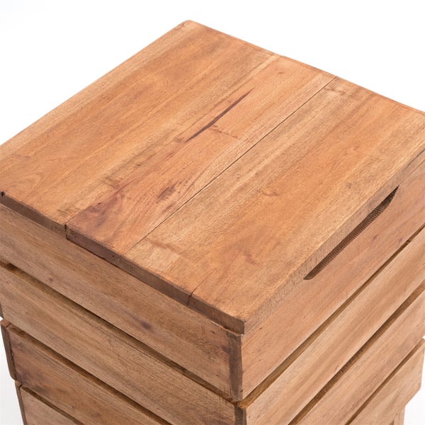 Wäschekorb STORAGE 50 Massivholz, klappbarer Deckel 01 natur-vintage