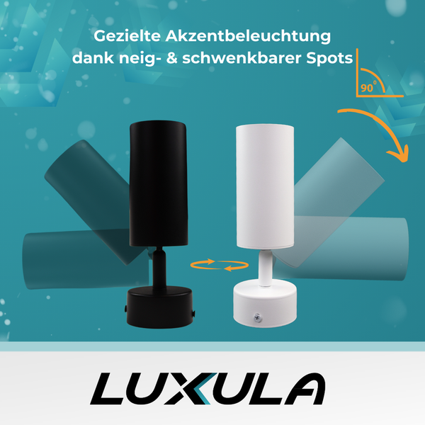 Schwenkbare Wandleuchten in Schwarz und Weiß für Akzentbeleuchtung