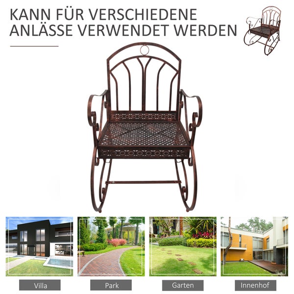 Outsunny  Schaukelstuhl, Schaukelsessel, 2-Sitzer, 61 x 79 x 90 cm, Metall, Bronze
