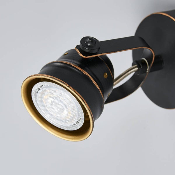 Lindby Wandlampe, Deckenlampe drehbar und schwenkbar Wandstrahler Deckenstrahler schwarz-gold 1x GU10 max. 5W ohne Leuchtmittel Strahler