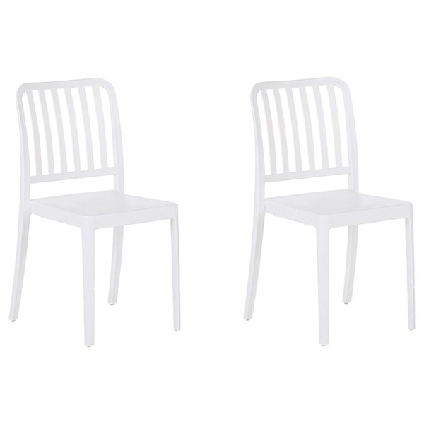 Gartenstuhl 2er Set SERSALE Kunststoff Weiß