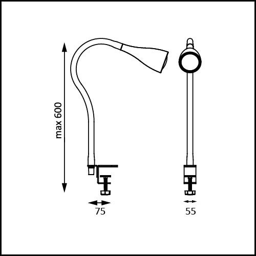 Klemmlampe - 4,8W, 400lm, LED, mit Stecker, dimmbar, warmweiß, schwarz