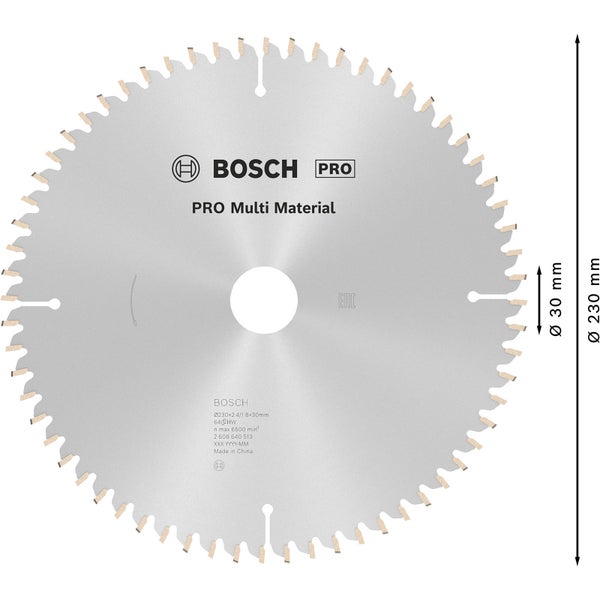 Bosch PRO Multi Material Kreissägeblatt 230 x 2,4 x 30 mm - 2608640513