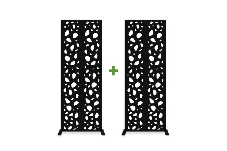 Set mit 2 dekorativen Paneelen SUNNY Schwarz H.160cm mit Mustern an den Seiten