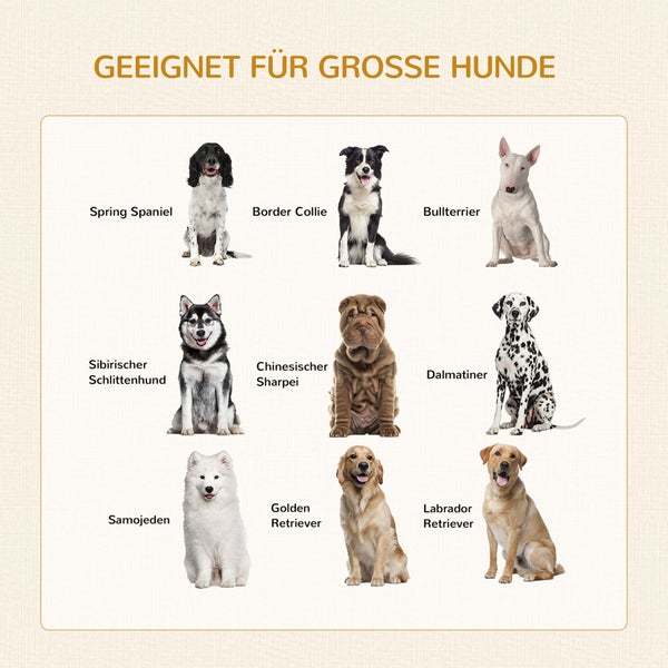 PawHut Hundekäfig für Zuhause, Hundebox mit 2 Türen, Waschbaren Kissen, Hundehütte mit Verstellbare Füße, Riegel, für große Hunde bis 30 kg, Weiß, 94 x 60 x 71,5 cm