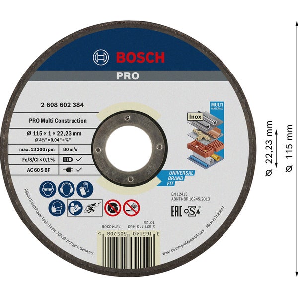 Bosch PRO Multi Material Trennscheibe 115 x 1 x 22,23 mm - 2608602384
