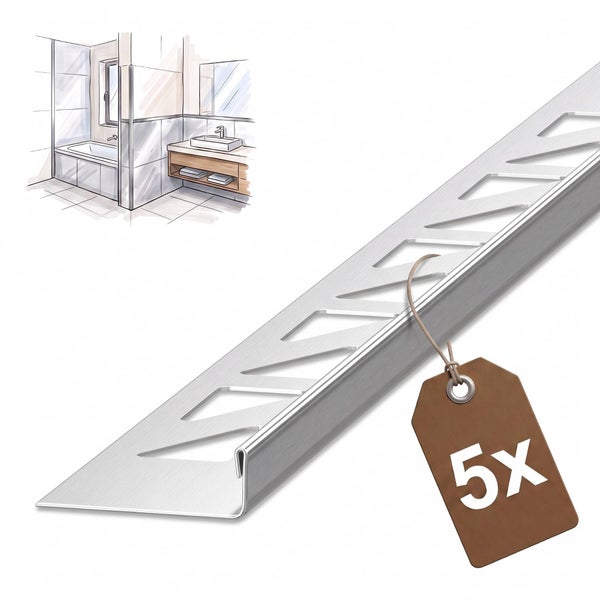 Fliesenschiene aus Metall für Kantenabschlüsse an Wänden und im Bad mit 5 Stück Set Kennzeichnung