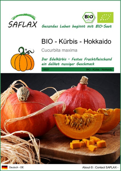 SAFLAX  - BIO - Kürbis - Hokkaido - Cucurbita maxima - 5 Samen