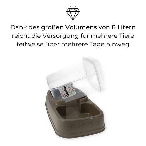 Futterspender Futterautomat Hunde Katzen 8 Liter XXL Wasserspender 2in1 Futter Wasser Automat ohne Strom Trockenfutter Automatisch