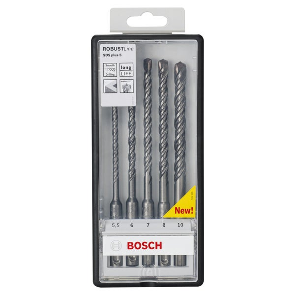 Bosch Robust Line SDS plus-5 Bohrer Set mit verschiedenen Größen in Verpackung