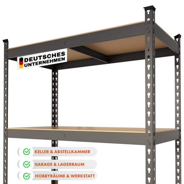 FLOORDIREKT Schwerlastregal Rhino - bis 1050 kg - Pulverbeschichtet - 180 x 90 x 45 cm Anthrazit-Grau