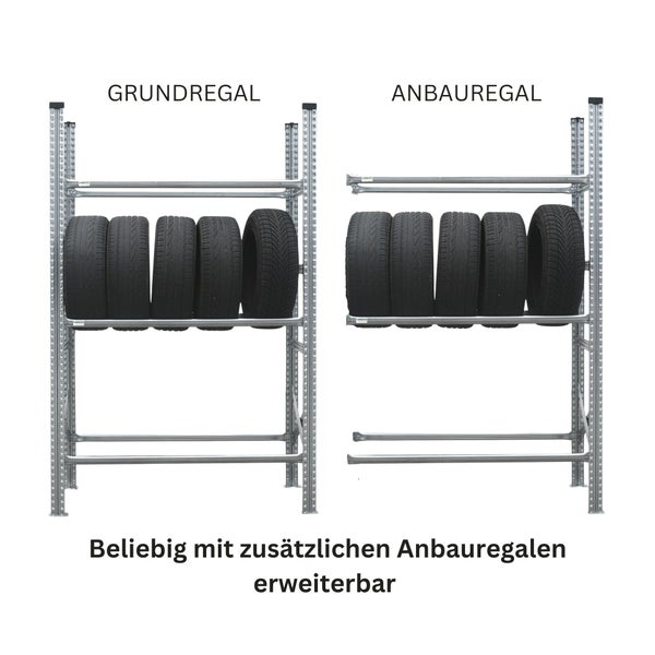 PROREGAL Reifenregal Stecksystem Proximo Grundregal HxBxT 200 x 120 x 40 cm 3 Ebenen Fachlast 200 kg bis zu 18 Reifen Verzinkt