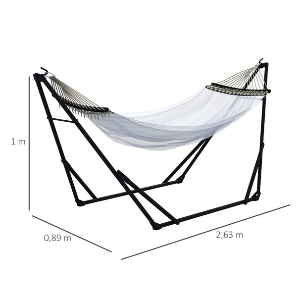 Outsunny Hängemattengestell, Hängestuhlgestell, Hängemattenständer mit Hängematte, Tragetasche, bis 120 kg Belastbar, Stahl, 263 x 89 x 100 cm, Schwarz