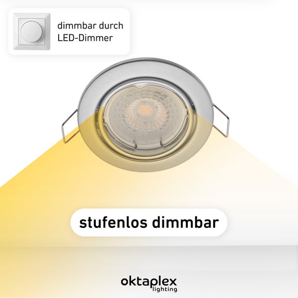 Spot dimmbar Dijon 5W 3000K warmweiß schwenkbar Edelstahl gebürstet Lochmaß 68mm Deckenmontage Deckenstrahler