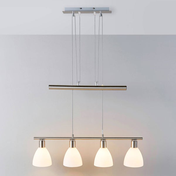 Pendelleuchte mit vier Lampen und Metallstruktur