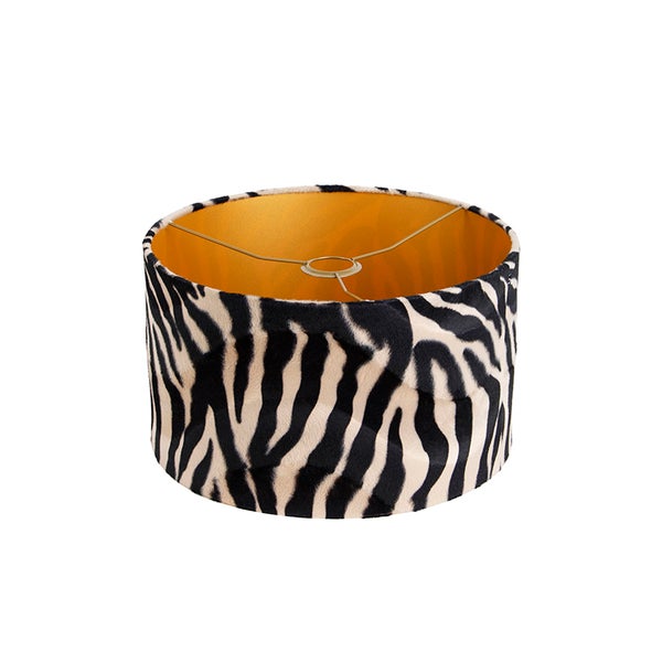 Velours Lampenschirm Zebra Design 35/35/20 Gold innen