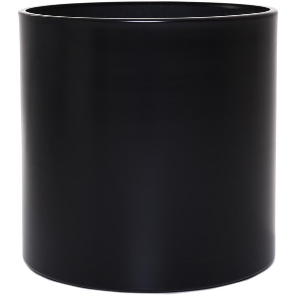 Zylindrischer Blumentopf in Schwarz mit glatter Oberfläche.
