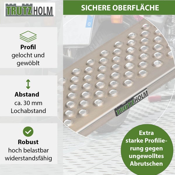 Tragbare Rampe von Trutzholm aus Metall mit gelochter Oberfläche für sicheren Halt