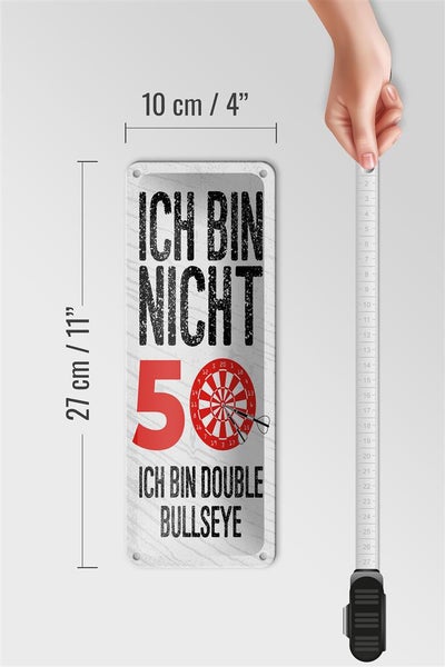Blechschild Spruch Dart bin nicht 50 Double Bullseye 10x27cm