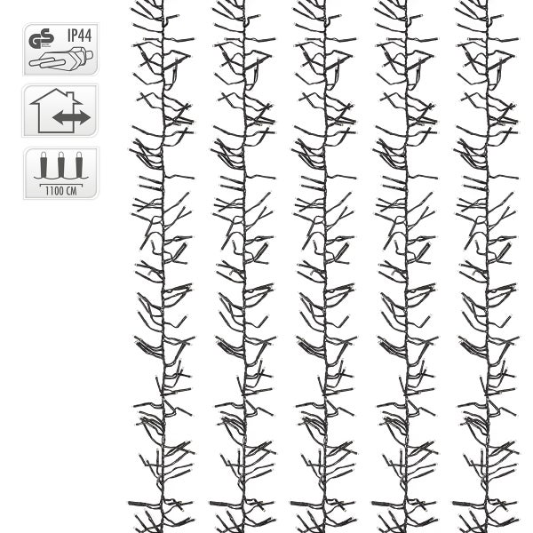 ECD Germany LED Büschel Lichterkette 11m 1512 LEDs Warmweiß, Strombetrieb, IP44 Wasserdicht, Innen/Außen, Weihnachtsbeleuchtung Weihnachtsbaum Cluster Lichterkette Büschellichterkette Büschelkette