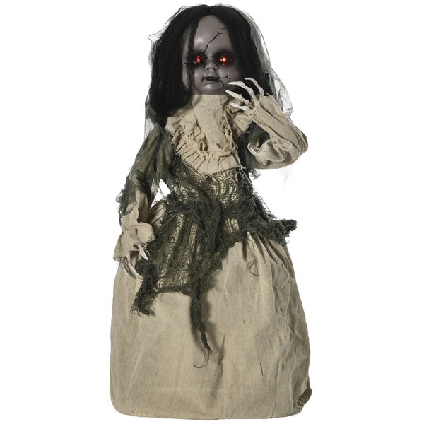 Gruselige Halloween-Dekoration: animierte Puppe mit leuchtenden Augen