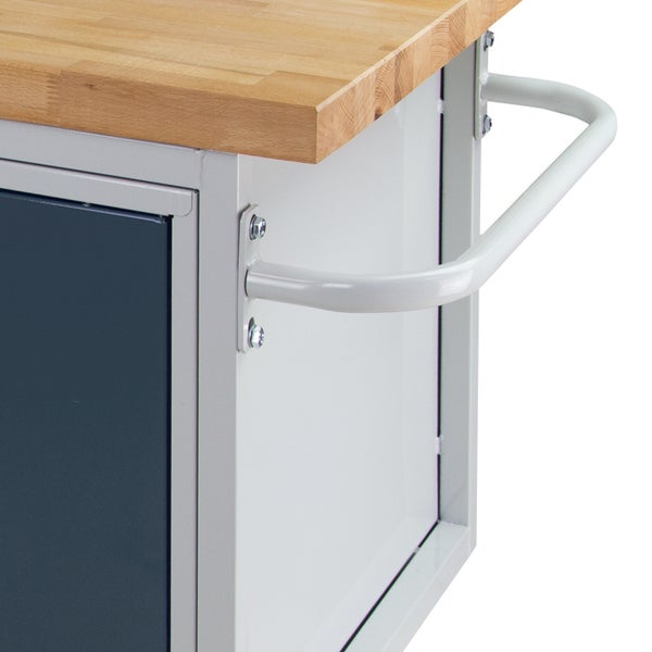 PROREGAL Mobile Werkbank Rhino mit 3 Schubladen 1 Tür HxBxT 83 x 130 x 60 cm Traglast 500 kg Lichtgrau Anthrazitgrau