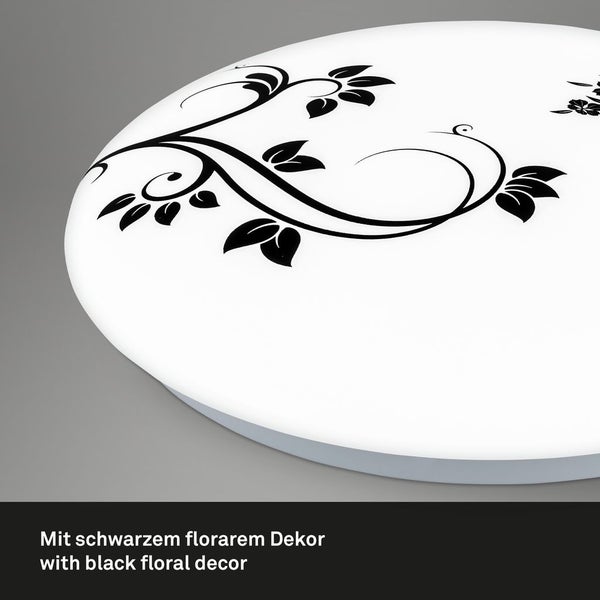 BRILONER KORA LED Deckenleuchte, Neutralweißes Licht, Blumen Design, weiß-schwarz, 28 x 6,5 cm