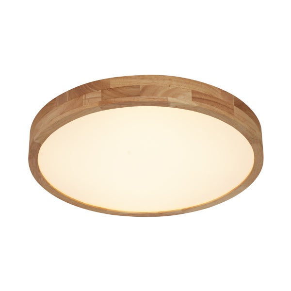 Runde Deckenleuchte mit Holzrahmen