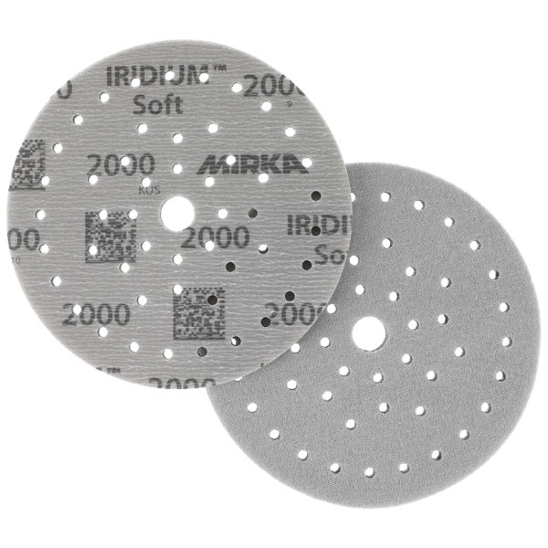 Mirka Iridium Soft Schleifscheiben Ø 150 mm / Korn P2000 / Klett Multifit / 20 Stück / schaumbasiertes Schleifmittel für präzises Trockenschleifen, Klarlackschliff, Finish
