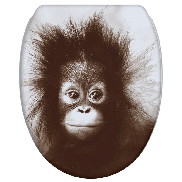 Toilettensitz mit aufgedrucktem Orang-Utan-Motiv für moderne Badezimmergestaltung