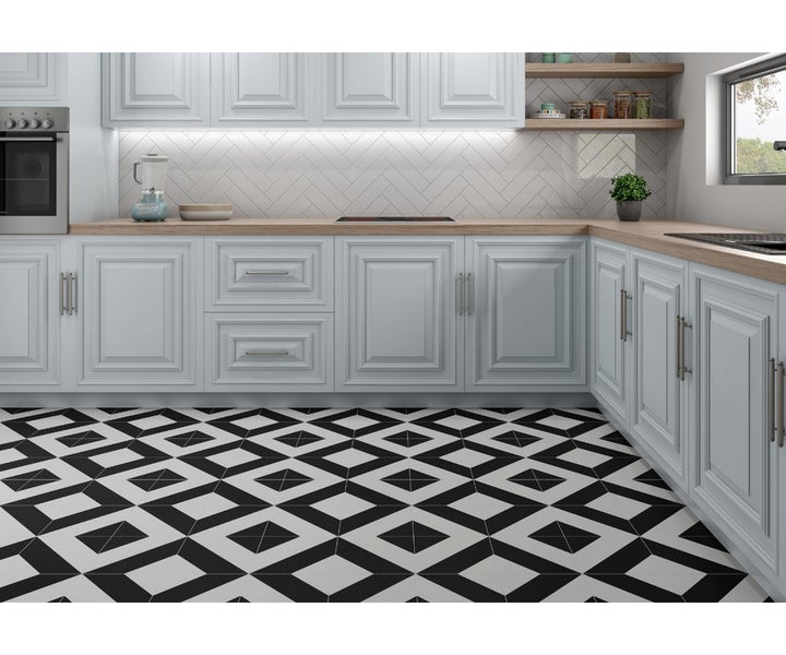 Feinsteinzeug Wand- und Bodenfliese Zebra Black/White 22,3 x 22,3 x 0,95 cm glasiert matt Rundkante