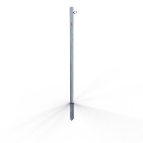Schake Absperrpfosten aus Stahlrohr verzinkt Ø42x2,5mm mit Kunststoffkappe 900mm Überflur zum Einschlagen mit 1 Öse