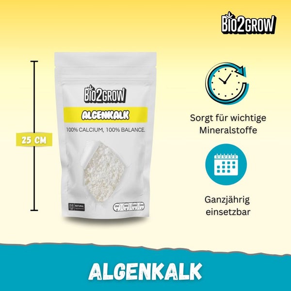Bio2Grow Algenkalk 500 Gramm – 100 % natürlicher Bodenverbesserer aus Rotalgen – Für Garten, Rasen & Beete – Mineralstoffreich, ohne Chemie & nachhaltig einsetzbar