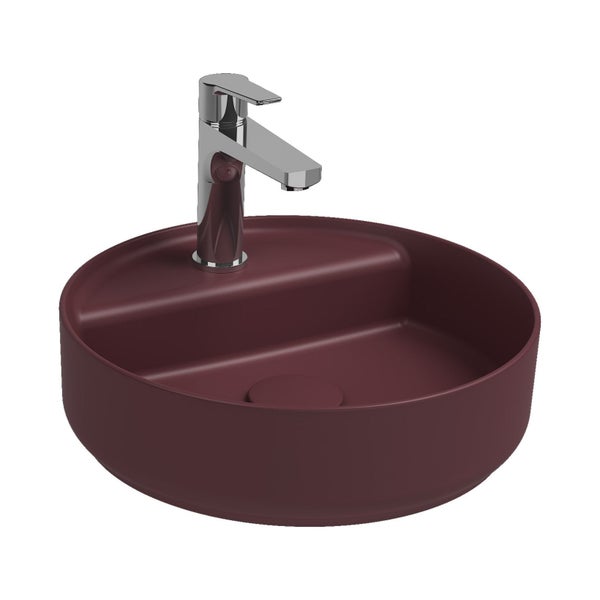 Isvea Waschbecken Rund Aufsatzwaschbecken Badezimmer Bordeauxrot