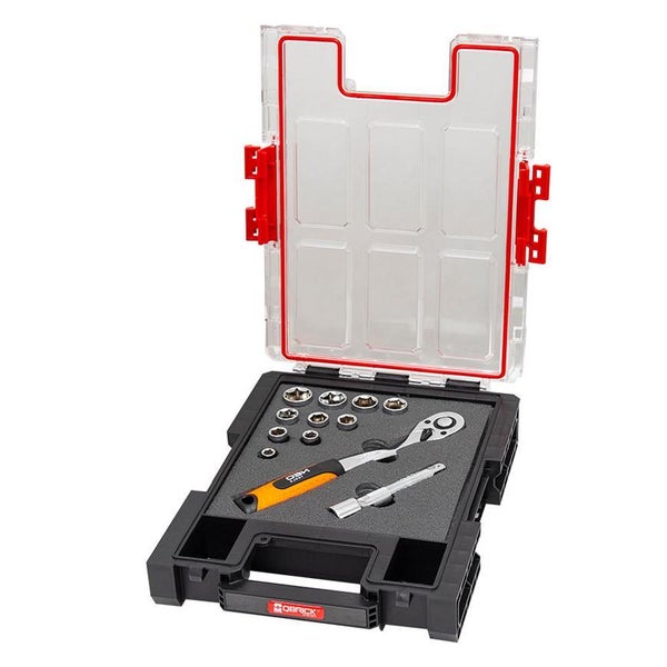 PROREGAL QBRICK Sortimentskasten One M HxBxT 26,5 x 36,5 x 7 cm 2,5 Liter Inkl. Schaumstoffeinlage Mit Deckgriff Mit Klemmverschlüsse Schwarz