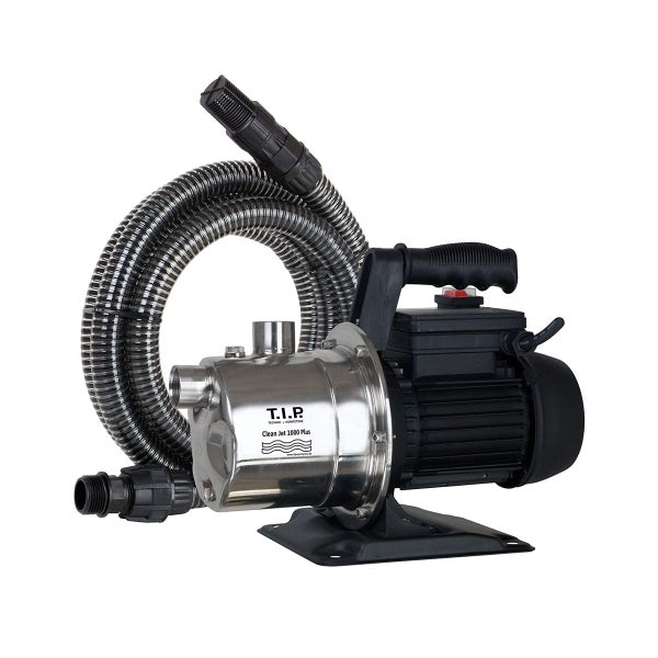 T.I.P. CLEAN JET 1000 PLUS + KIT Gartenpumpe - 3.300 L/Std. - 800W - Förderhöhe 46 m - Komplettes Startpaket - Rostfreier Stahl - Bewässerungspumpe