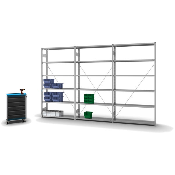 PROREGAL Fachbodenregal Stecksystem T-Profil Light-Duty Grundregal HxBxT 250 x 130 x 30 cm 6 Ebenen Fachlast 175 kg Einseitig Nutzbar Verzinkt