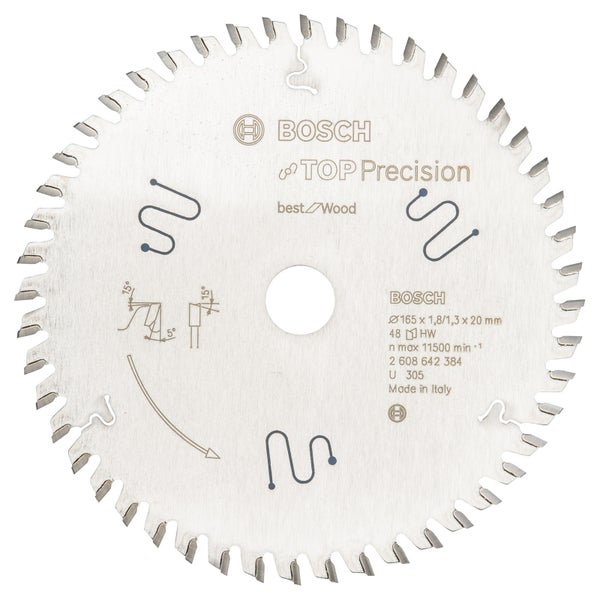 Bosch Kreissägeblatt Top Precision Best for Wood, 165 x 20 x 1,8 mm, 48 - 2608642384
