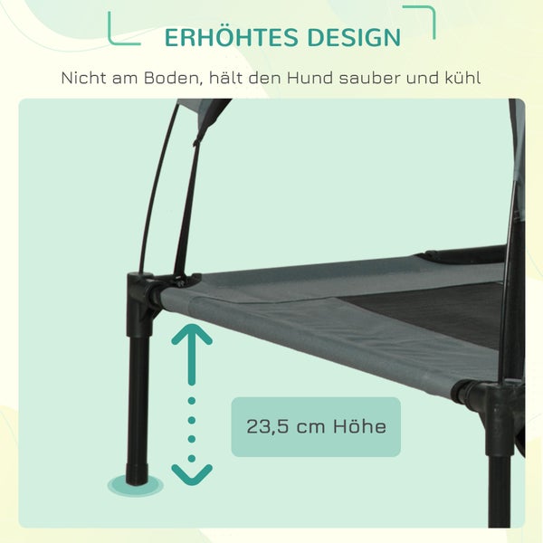 PawHut Hundebett, L122 x B92 x H108 cm, Metall, Oxford, Netzstoff, Taftstoff, Grau+Schwarz