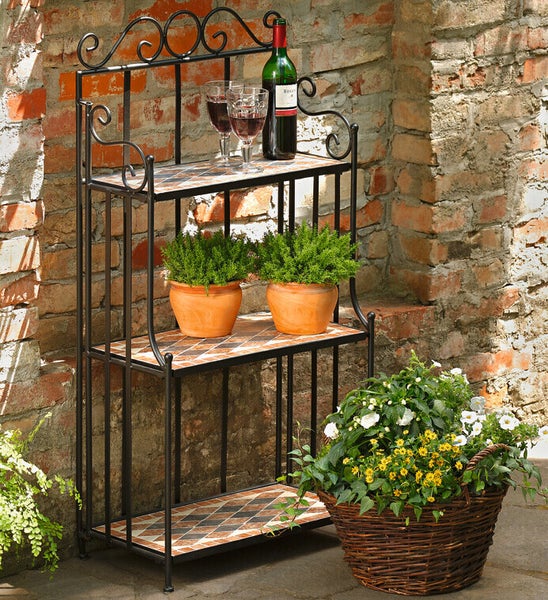 FRANK FLECHTWAREN | Regal Mosaik, METALL, Breite 55 cm, Tiefe oben 24 cm, Tiefe unten 31 cm, Höhe 116 cm, einfacher Klappaufbau, Lieferung nur